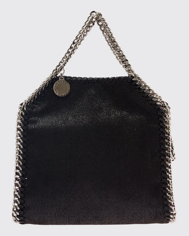 Stella McCartney Falabella Handtasche aus Alter Mat mit Kettenverzierungen Schwarz