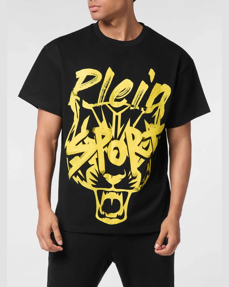 Philipp Plein T-Shirt aus Baumwolljersey mit kontrastierendem Logo Schwarz