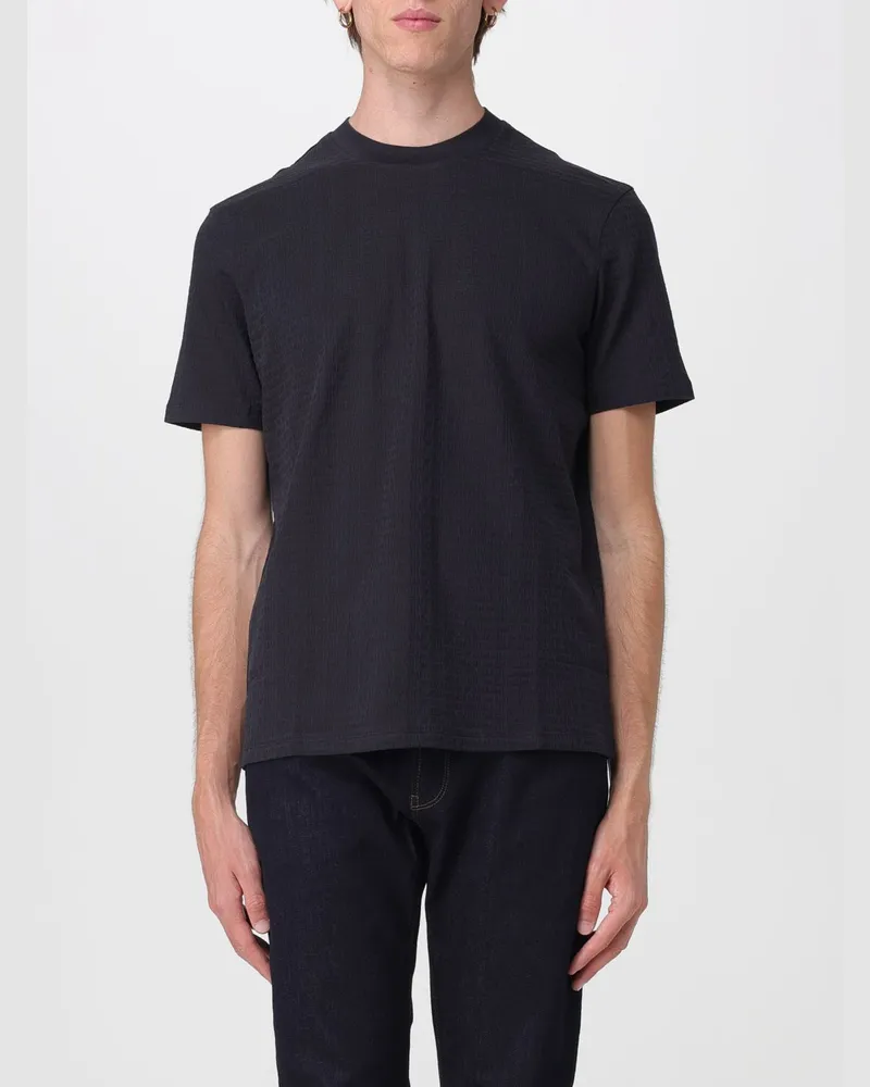 Emporio Armani Basic T-Shirt aus Baumwolle Blau