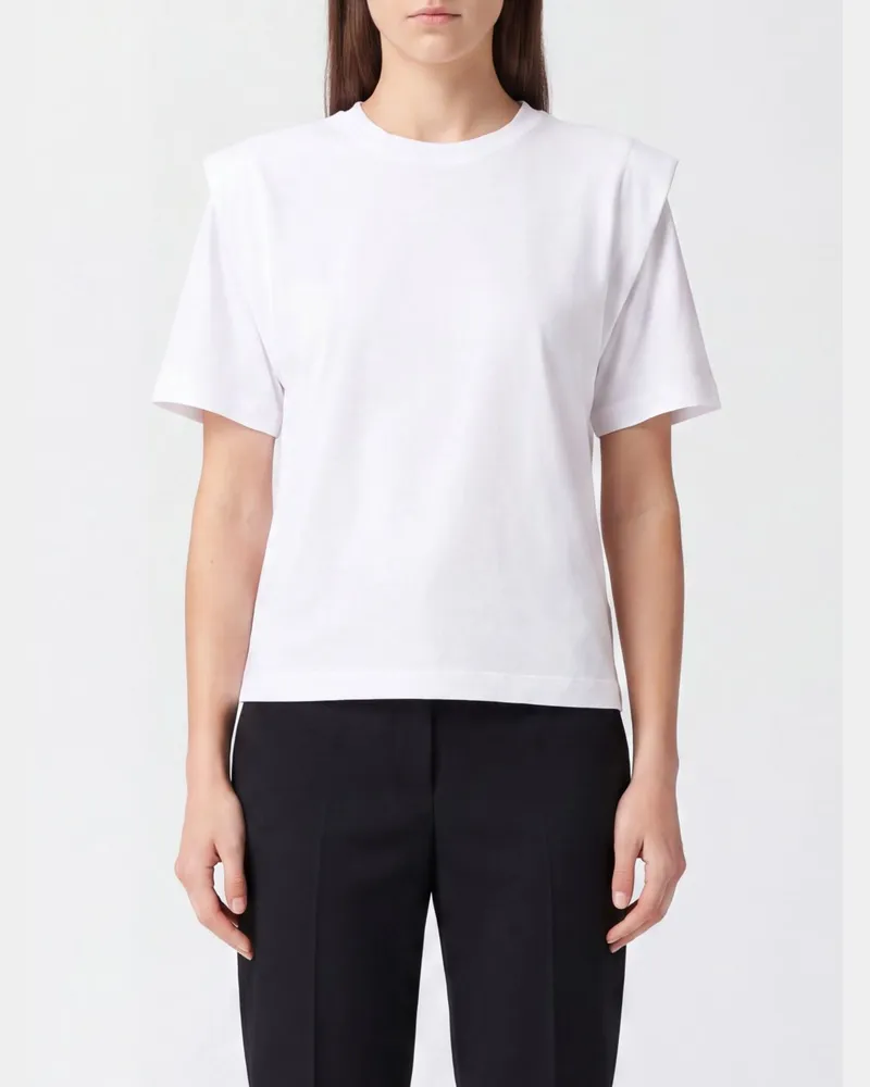 Isabel Marant T-Shirt mit Rundhalsausschnitt aus Baumwolle und überschnittenen Schultern Weiß