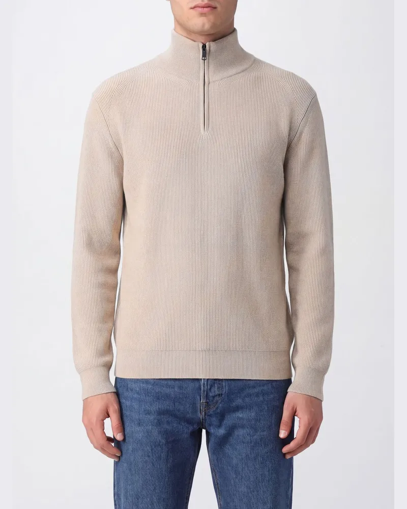 Brioni Rollkragenpullover mit halbem Reißverschluss aus Kaschmir-Woll-Mischung Ivory