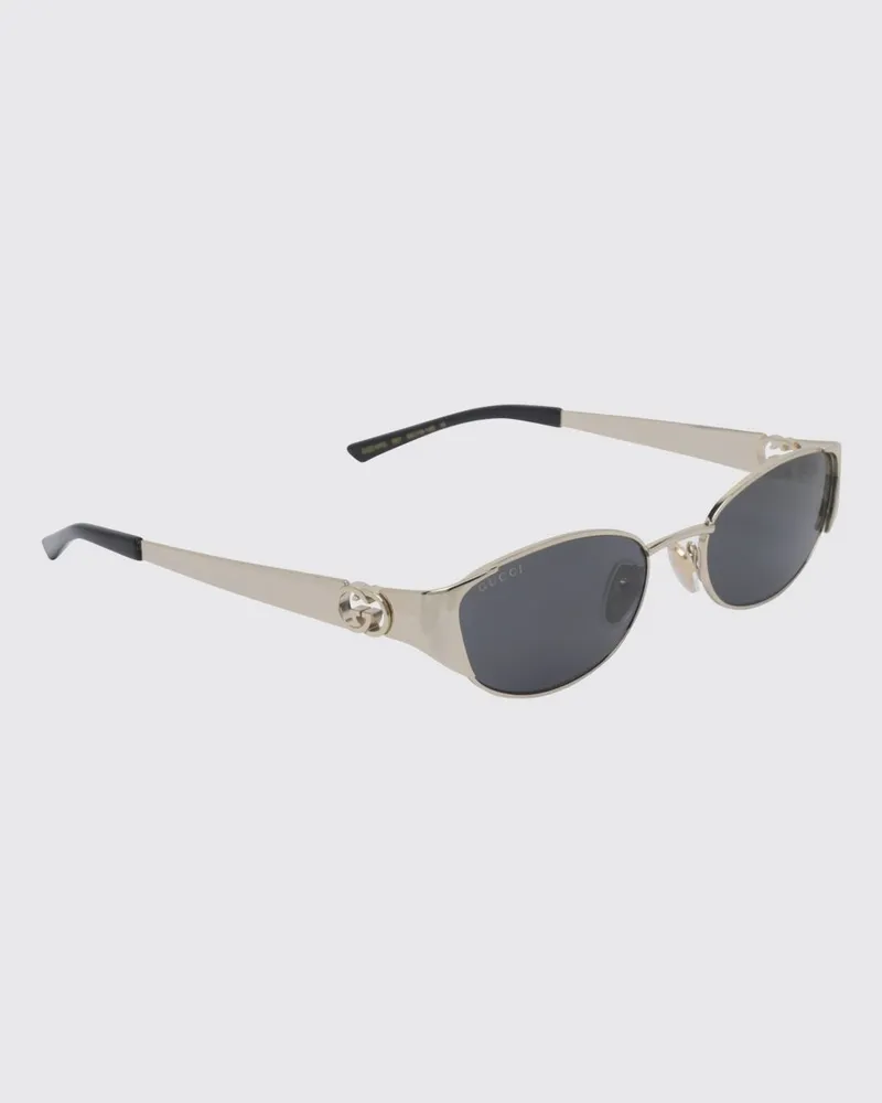 Gucci Goldfarbene Metall-Cat-Eye-Sonnenbrille mit ovaler Form und GG-Logo Yellow
