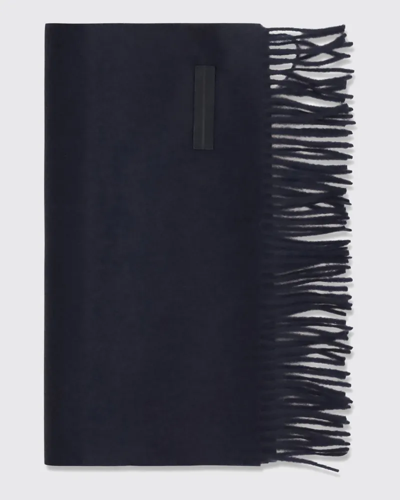 Ermenegildo Zegna Rechteckiger Schal aus 100% Kaschmir mit Fransenrand und Logo Olive