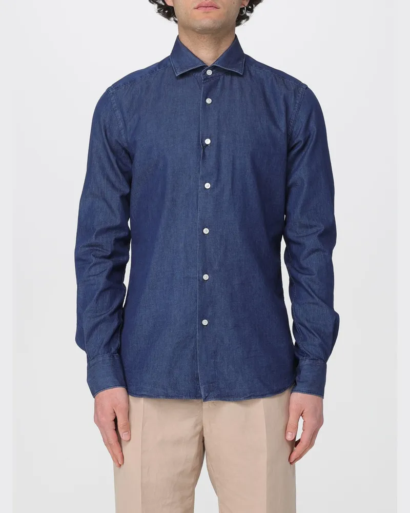 Glanshirt Hemd herren Blau