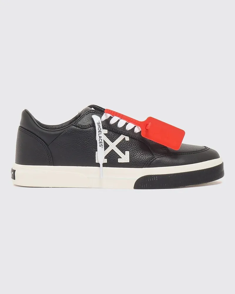 OFF-WHITE Vulcanized Low-Top-Sneaker aus Leder mit kontrastierendem Arrow-Logo Schwarz