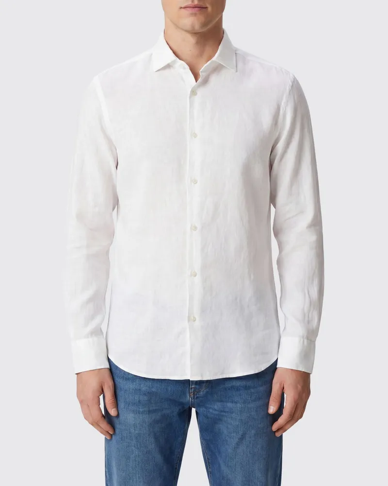Brooksfield Slim-Fit-Freizeithemd aus reinem Leinen mit französischem Kragen Weiß