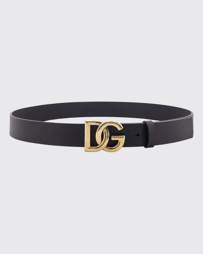 Dolce & Gabbana DOLCE  GABBANA Gürtel Dolce & Gabbana aus glattem Kalbsleder mit DG-Monogramm-Schnalle Schwarz