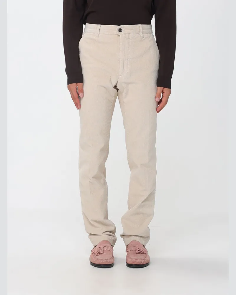 Incotex Slim-Fit-Cord-Chinohose mit schrägen und hinteren Leistentaschen Natural