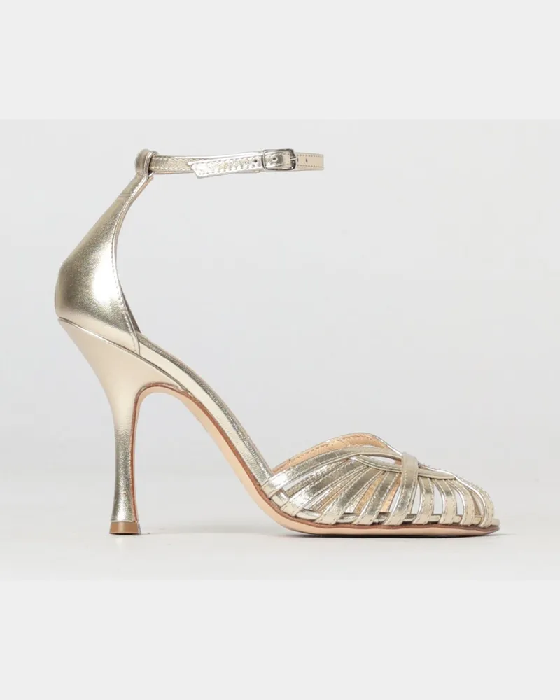 Anna F. Sandale aus laminiertem Leder Platinum