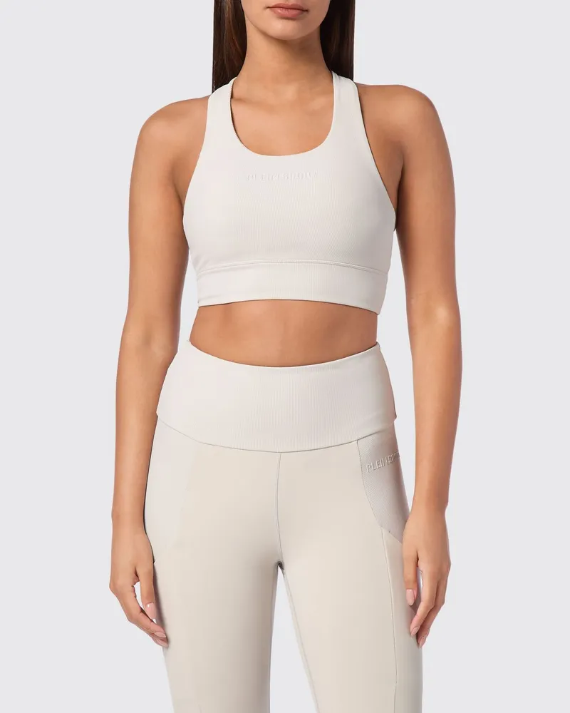 Philipp Plein Gekürztes Slim-Fit-Sporttop aus Jersey mit überkreuzten Trägern Grau