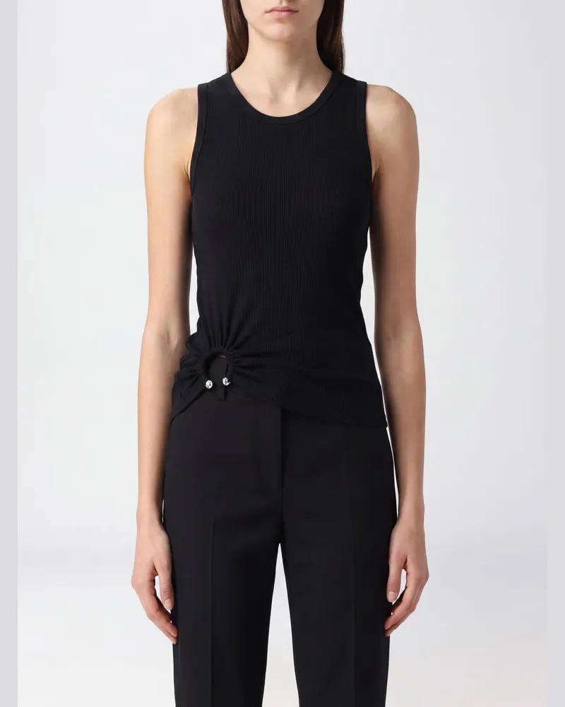 Paco Rabanne Tanktop von aus Stretch-Baumwolle mit tiefem U-Ausschnitt Schwarz