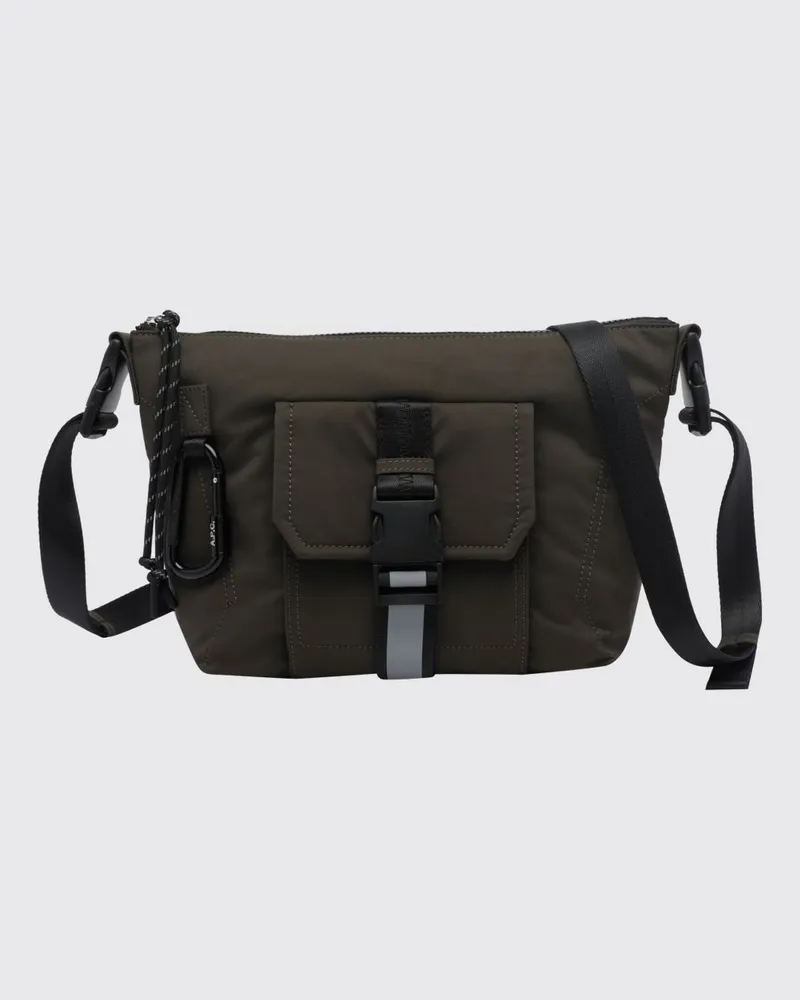 A.P.C. Trek Umhängetasche von aus Nylon mit Reißverschluss und Logo-Print Grün