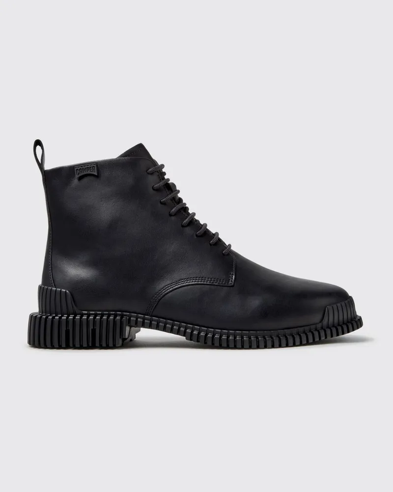 Camper Pix Schnür-Combat-Boots aus Kalbsleder mit XL Extralight® Sohle Schwarz