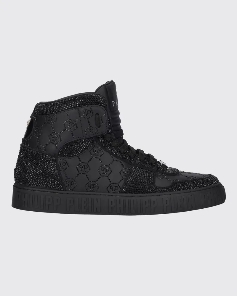 Philipp Plein Ledersneakers mit aufgesetzten Strasssteinen Schwarz