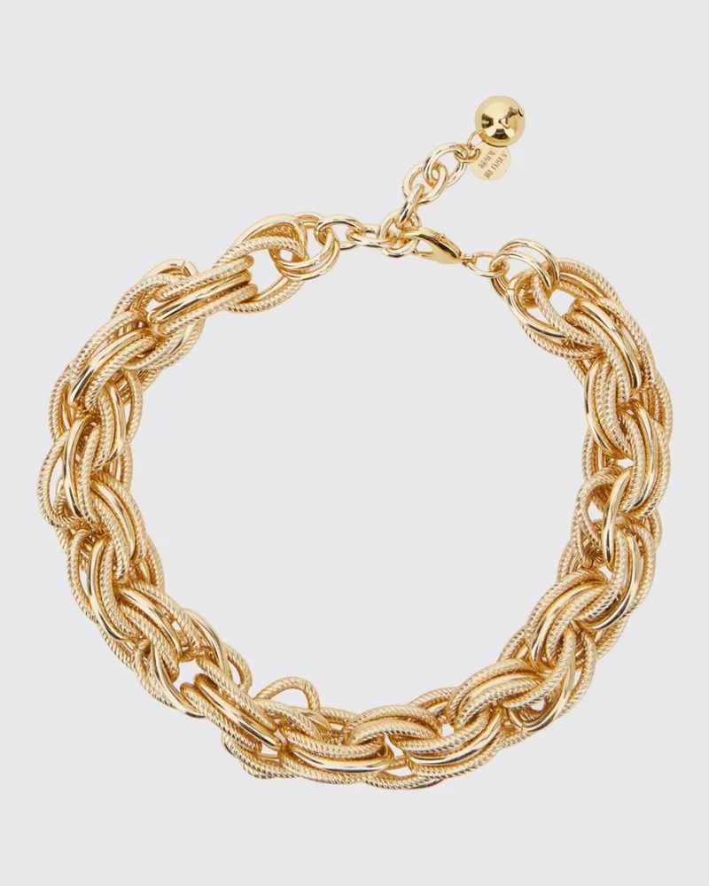 Semicouture Allie Choker-Halskette aus goldfarbenem Metall mit Achat-Anhänger Gold