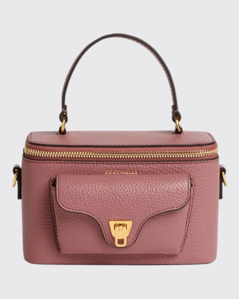 Coccinelle Kleine Beat Generation Schultertasche aus genarbtem Leder von mit Henkel Pink