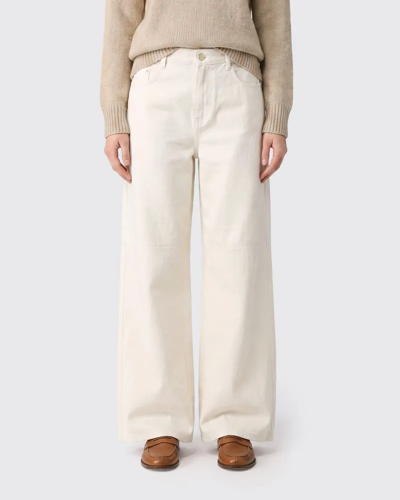 Max Mara Weit geschnittene High-Waist-Jeans aus Stretch-Baumwolldenim Weiß