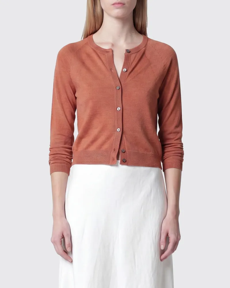 Roberto Collina Cardigan mit Rundhalsausschnitt aus Kaschmir-Seiden-Mischung Brick