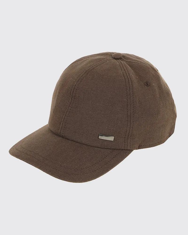 Herno Baseballkappe aus Leinenmischung mit appliziertem Logo und Klettverschluss Braun