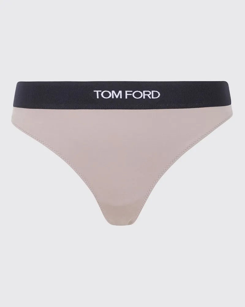 Tom Ford Stretch-Modal-Tanga mit kontrastierendem Logo-Jacquard-Elastikbund Nude