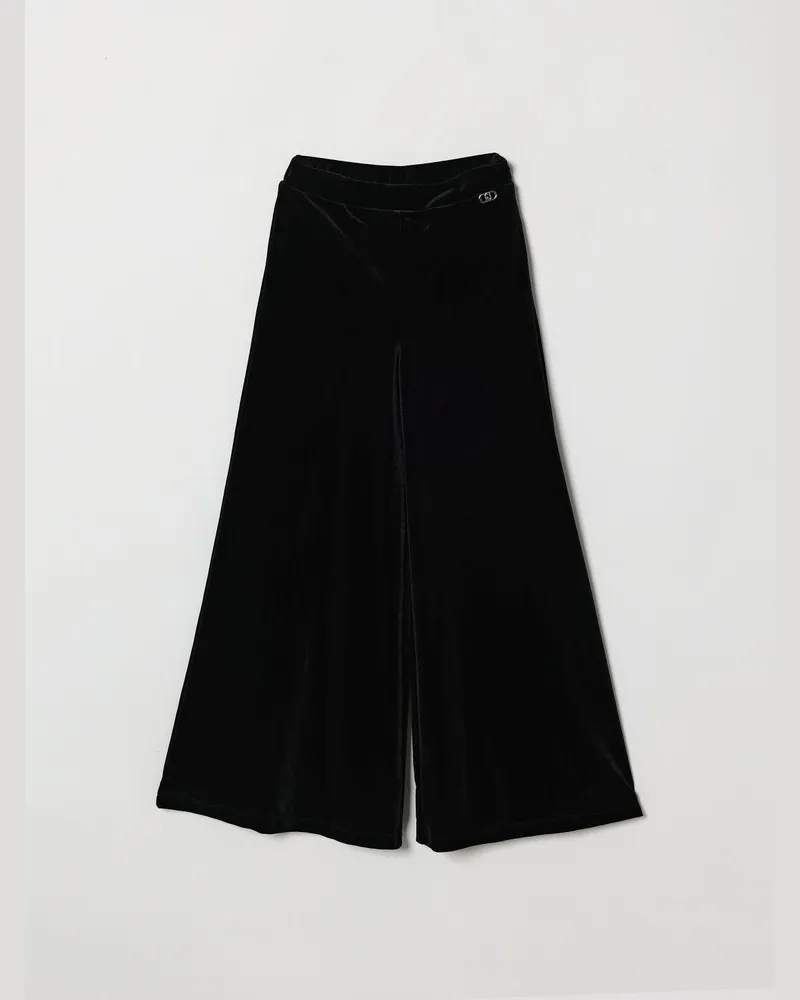 Liu Jo Palazzo-Hose aus Samt für Mädchen mit weitem Bein und mittlerer Taille Schwarz