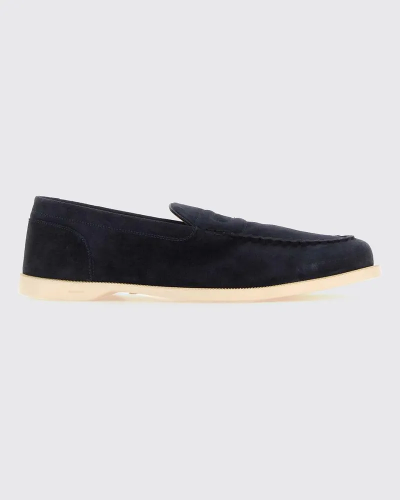 John Lobb Wildleder-Penny-Loafer mit Gummisohle Blau