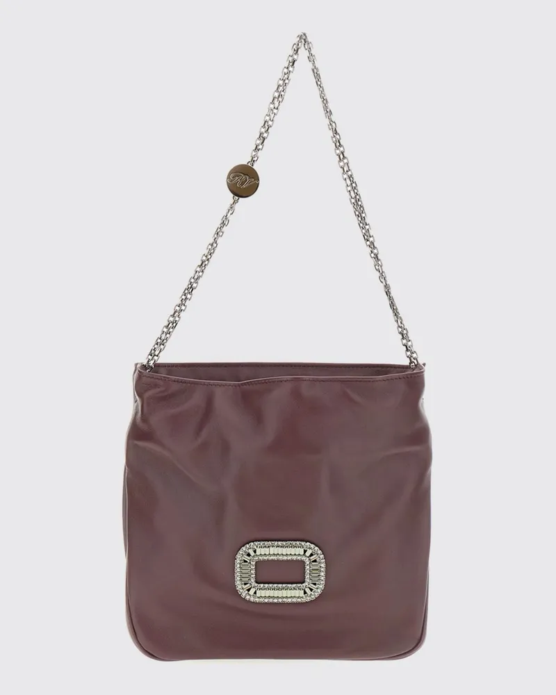 Roger Vivier Pilgrim Mini-Beuteltasche aus Nappaleder mit Schmuckschnalle Rot