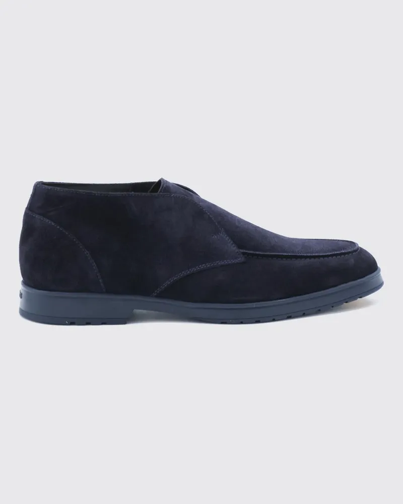Doucal´s Chukka-Stiefel aus Wildleder mit erhöhtem Blatteinsatz von Blau