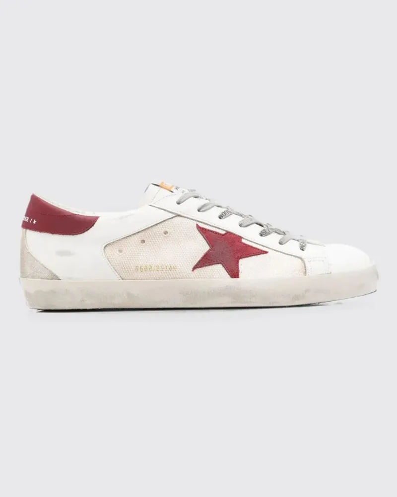 Golden Goose Super Star Double Quarter Sneakers aus Leder und Mesh mit Used-Effekt Nude