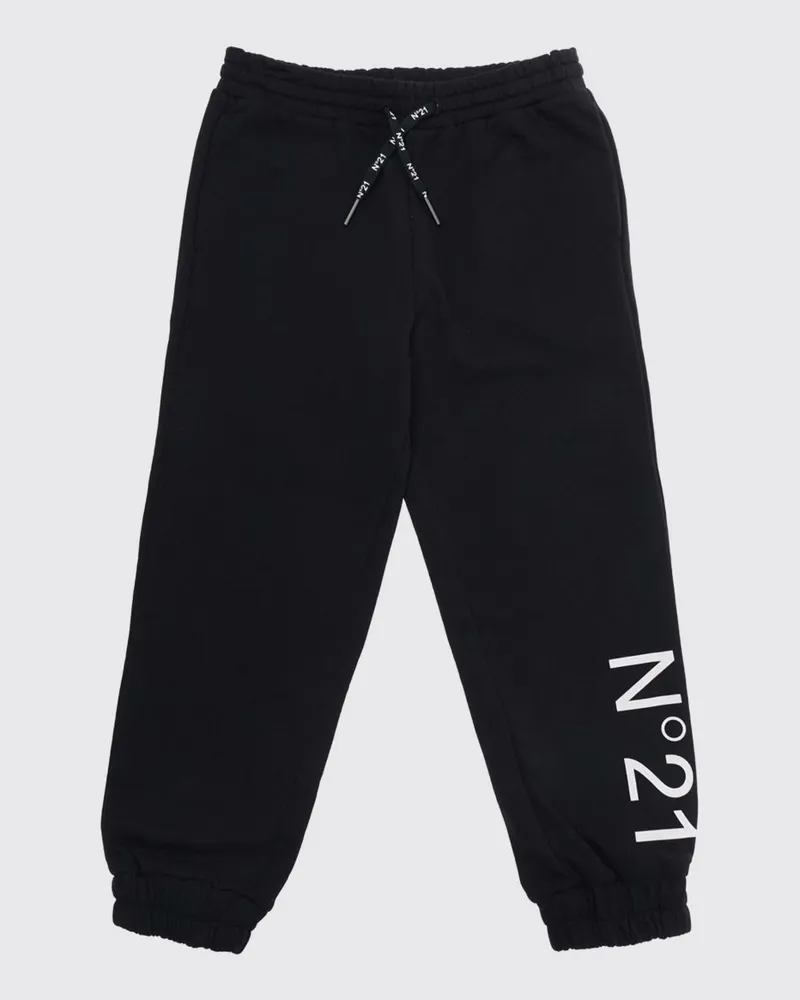 N° 21 Jogginghose aus Baumwolle mit Kordelzug und Logo für Jungen Schwarz