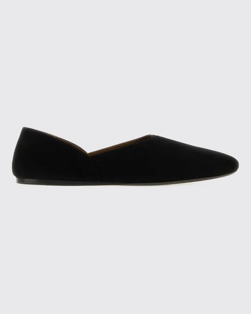 KHAITE Jane Ballerinas aus Veloursleder mit runder Spitze und Ledersohle Schwarz
