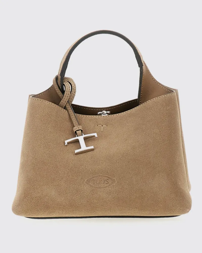 TOD'S Kleine Handtasche aus Kalbsleder mit abnehmbarem Schultergurt Beige