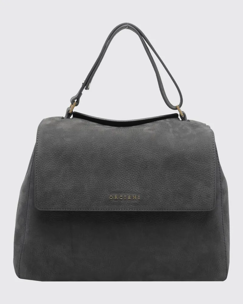 Orciani Sveva Handtasche aus gehämmertem Leder mit verstellbarem Griff Grau