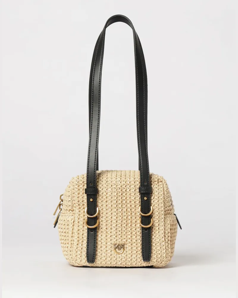Pinko Mini-Schultertasche von aus Bast mit doppeltem Lederhenkel Rope