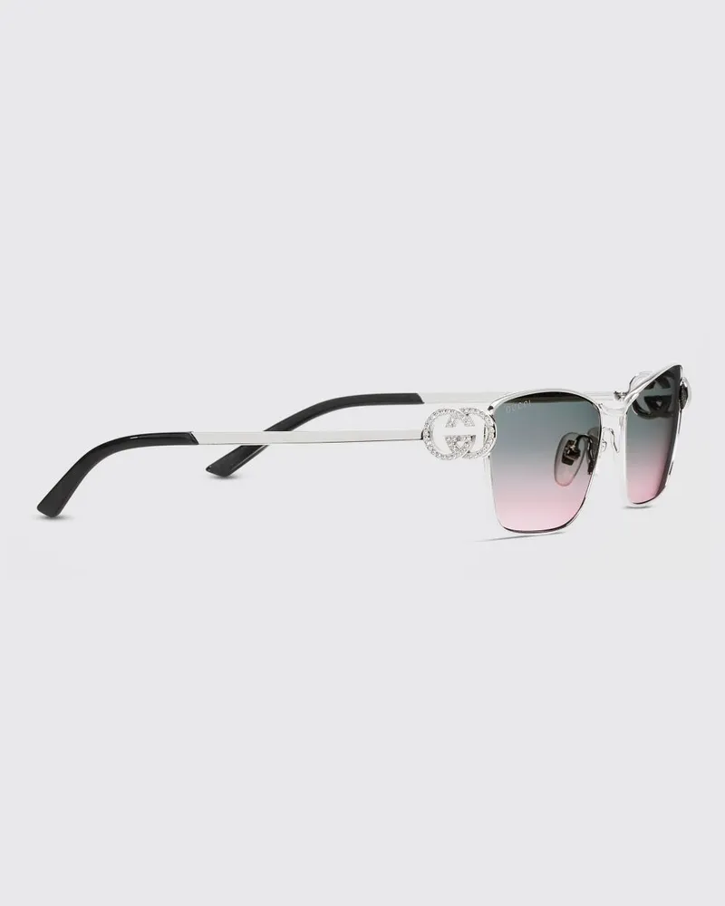 Gucci Cat-Eye-Sonnenbrille aus Metall mit GG-Monogramm und getönten Gläsern Grau