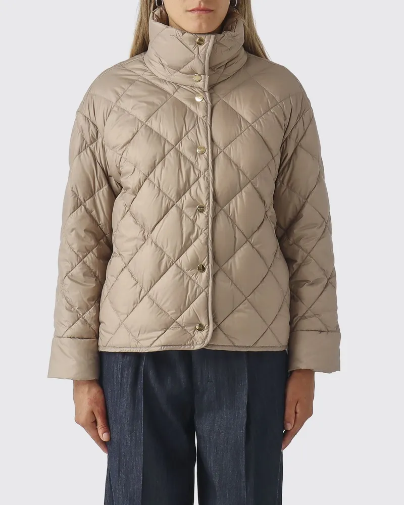 Max Mara Trionfo Gesteppte Nylon-Daunenjacke mit Stehkragen Beige