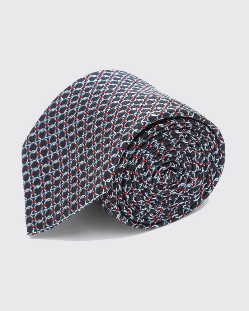 Ferragamo Seidenkrawatte mit Allover-Gancini-Jacquardmuster Blau
