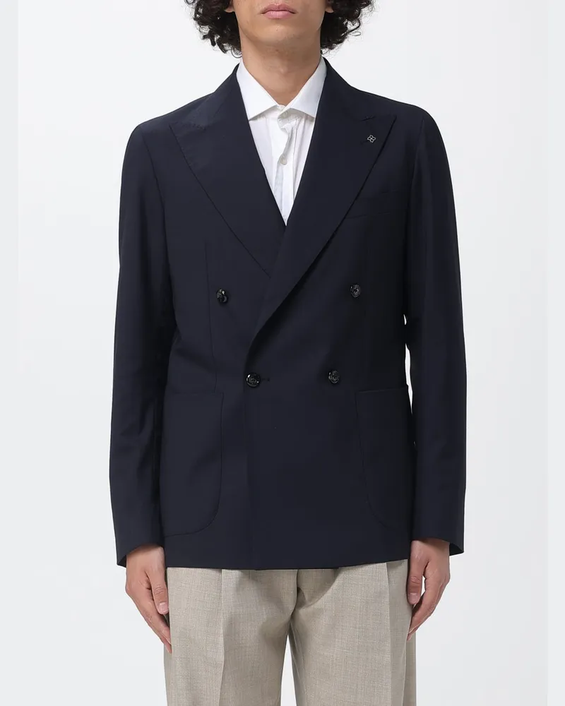 Tagliatore Zweireihiger Blazer aus Schurwolle Hellblau