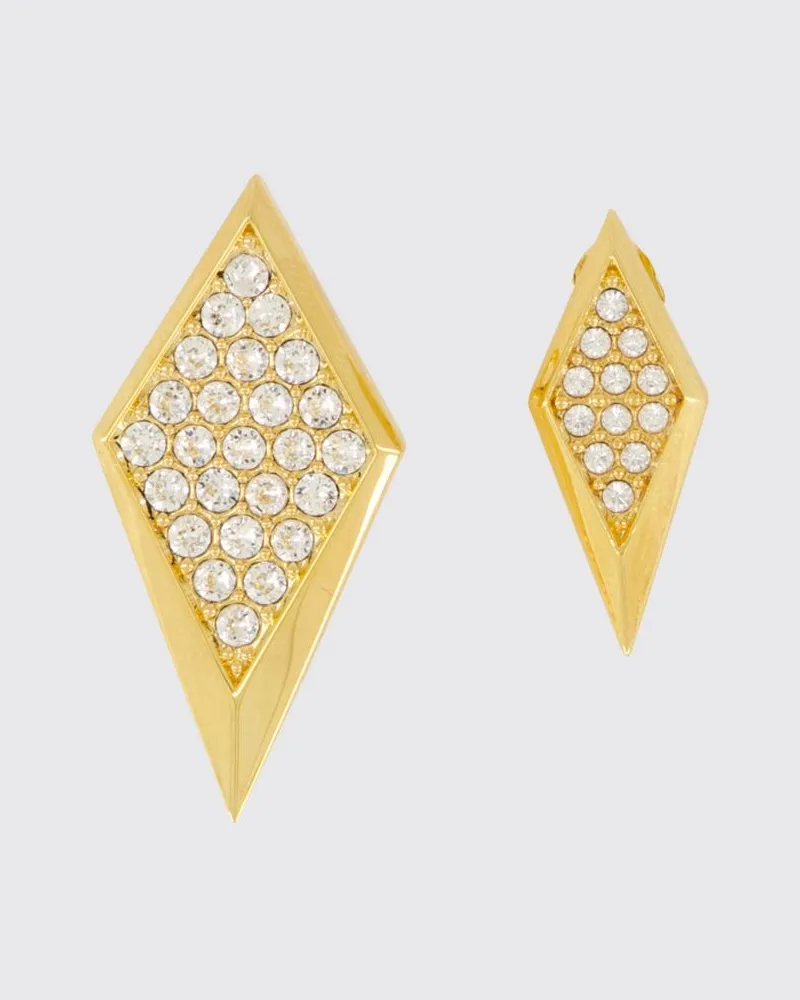 Versace rautenförmige Ohrstecker mit Anhänger und Strass Gold