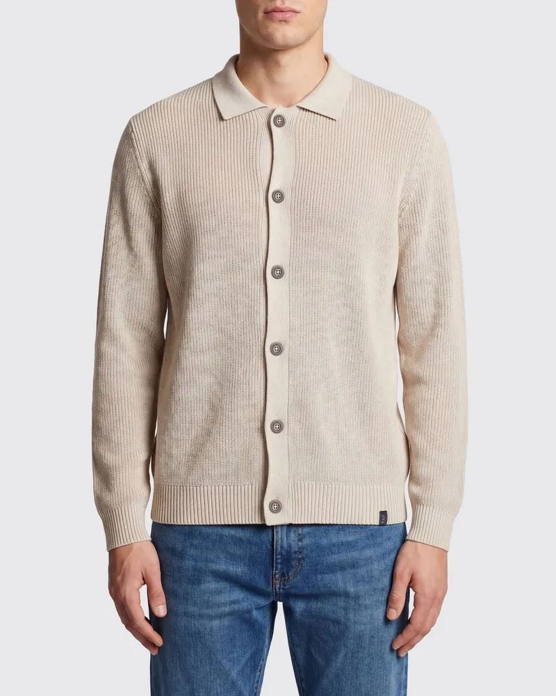 Fay Strick-Cardigan aus Baumwolle mit klassischem Kragen und Knopfverschluss Sand