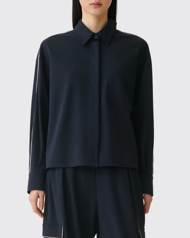 Fabiana Filippi Hemdjacke aus Viskose mit verdecktem Verschluss Blau