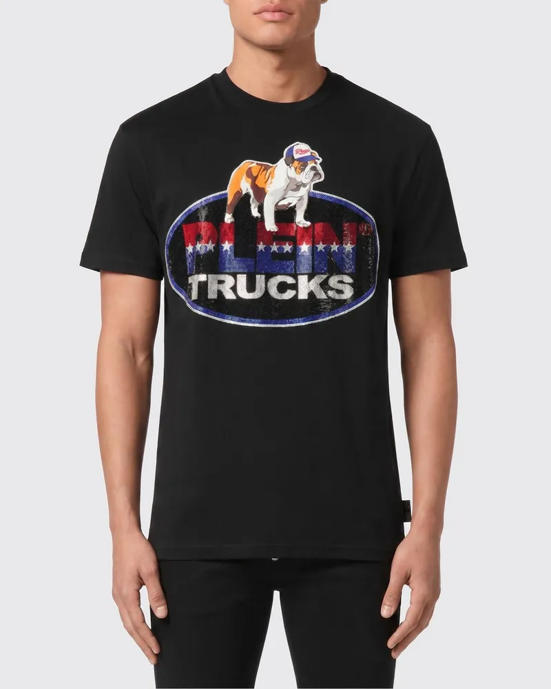 Philipp Plein Bedrucktes Baumwoll-T-Shirt Schwarz