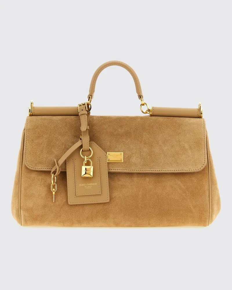 Dolce & Gabbana DOLCE  GABBANA My Sicily Handtasche Dolce & Gabbana aus Kalbsveloursleder mit Vorhängeschloss Kaffee