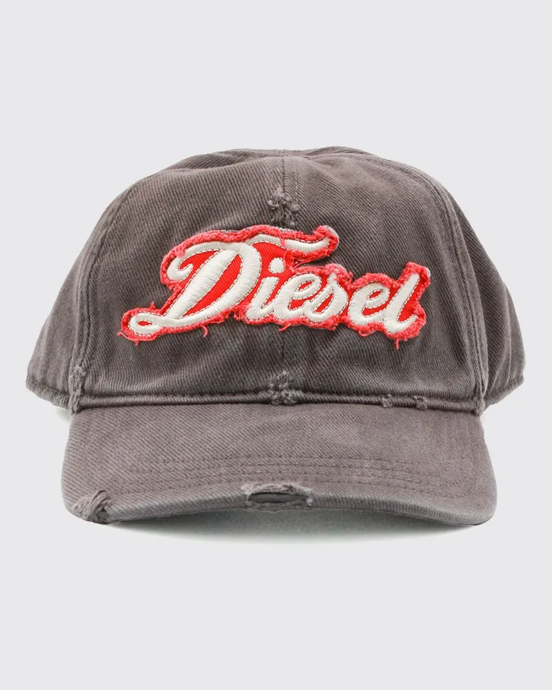 Diesel Baseballkappe aus Distressed-Denim mit gesticktem Logo Kaffee