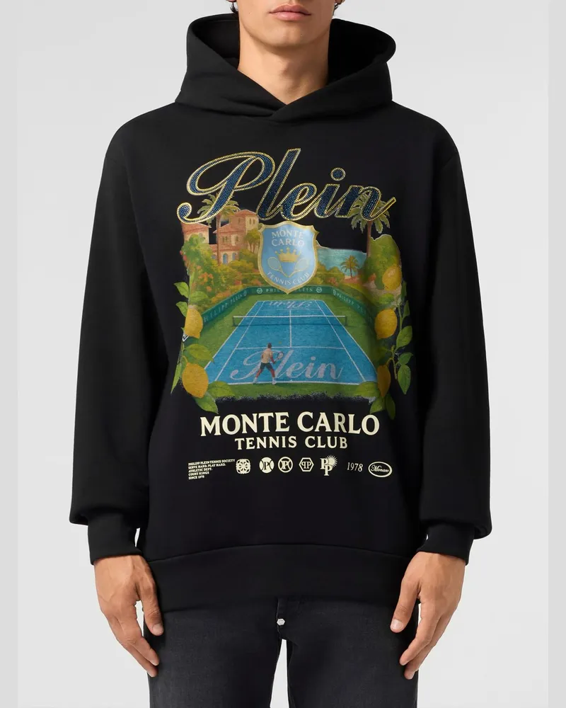 Philipp Plein Kapuzenpullover aus Jersey mit grafischem Logo-Print Schwarz