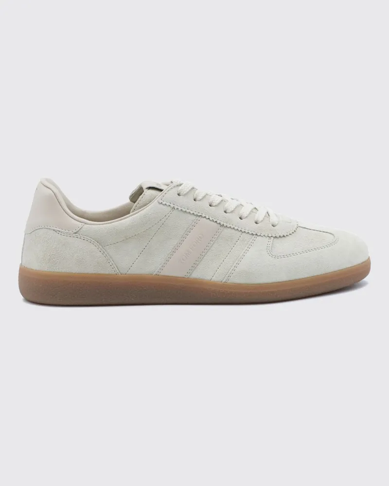 Tom Ford Low-Top-Sneaker aus Rinds-Veloursleder mit Logo hinten Yellow