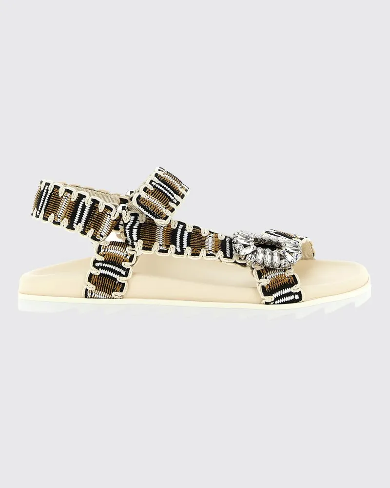 Roger Vivier Slidy Viv' Häkel-Polyester-Sandale mit Juwelschnalle Bunt