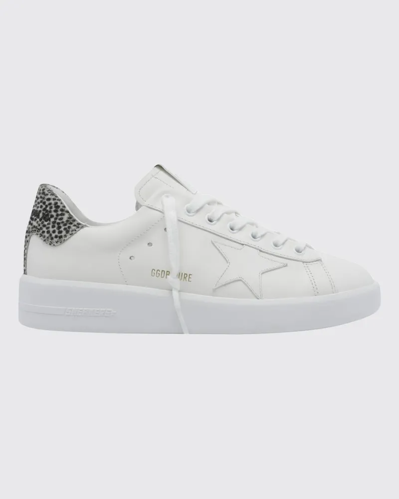 Golden Goose Pure-Star-Sneaker aus Leder und Ponyfell mit Animal-Print Weiß