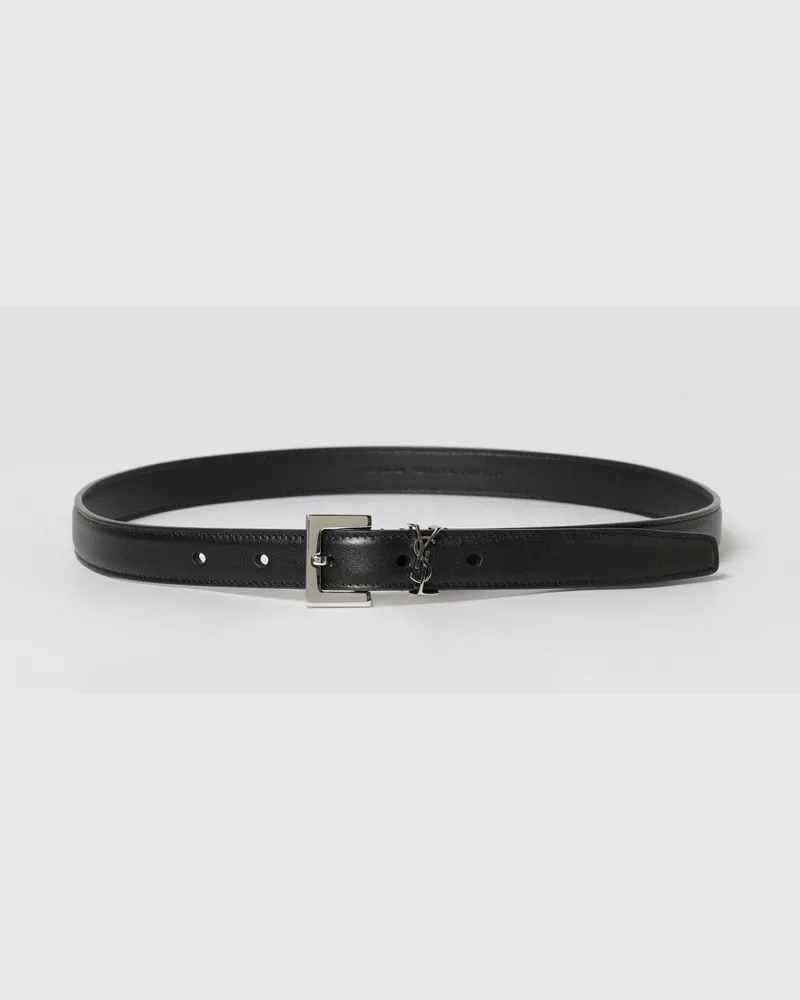 Saint Laurent Cassandre Ledergürtel Schwarz