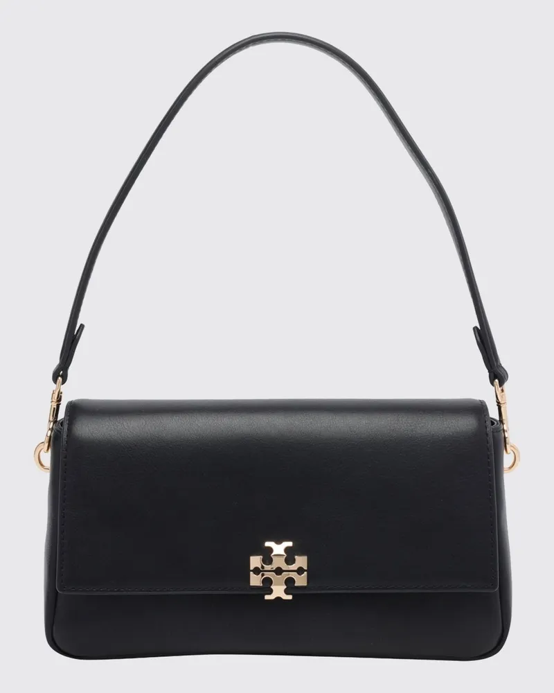 Tory Burch Charlie Schultertasche aus Leder mit Double T-Logo und abnehmbarem Riemen Schwarz